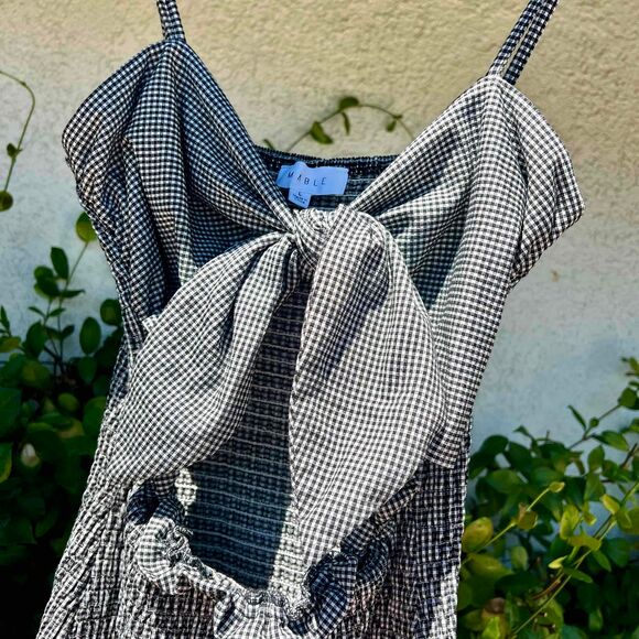 Mable Gingham Jessica Ribbon Sleeveless Bodycon Midi Dress Womens Size Large - Picture 6 of 7